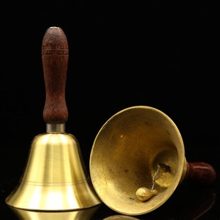 速发佛具木柄铃铛摇铃铛手摇纯床铃铛婴儿老人上课铃铛铜头铃摆件