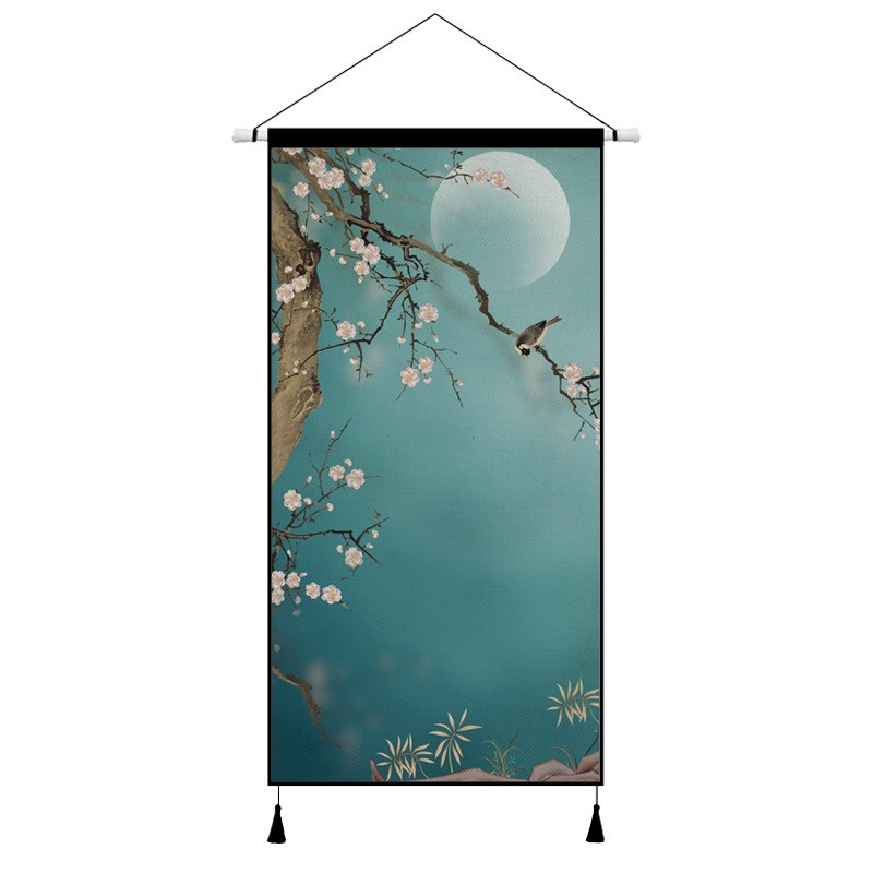 现货速发可批复古中式挂画布艺入户玄关挂毯客厅卧室背景面装饰画图片