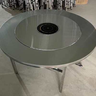 速发一体约折叠不锈连火锅圆桌带内置转盘新型吃饭桌子简内工作台,住宅家具,不锈钢/PVC餐桌,淘宝优惠券,粉丝福利购,淘宝优惠卷