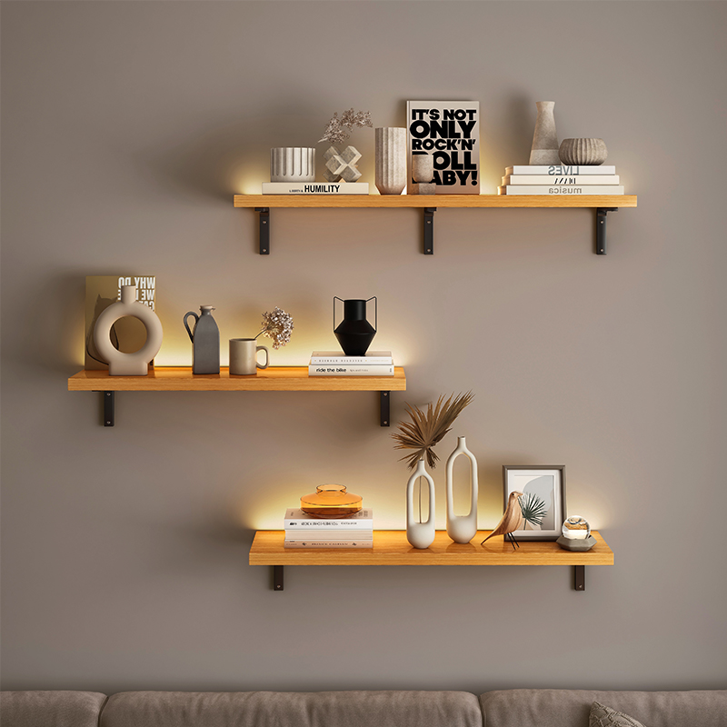 速发墙上置一架实木架挂墙书架客厅墙面装饰展示风壁挂式物字板收