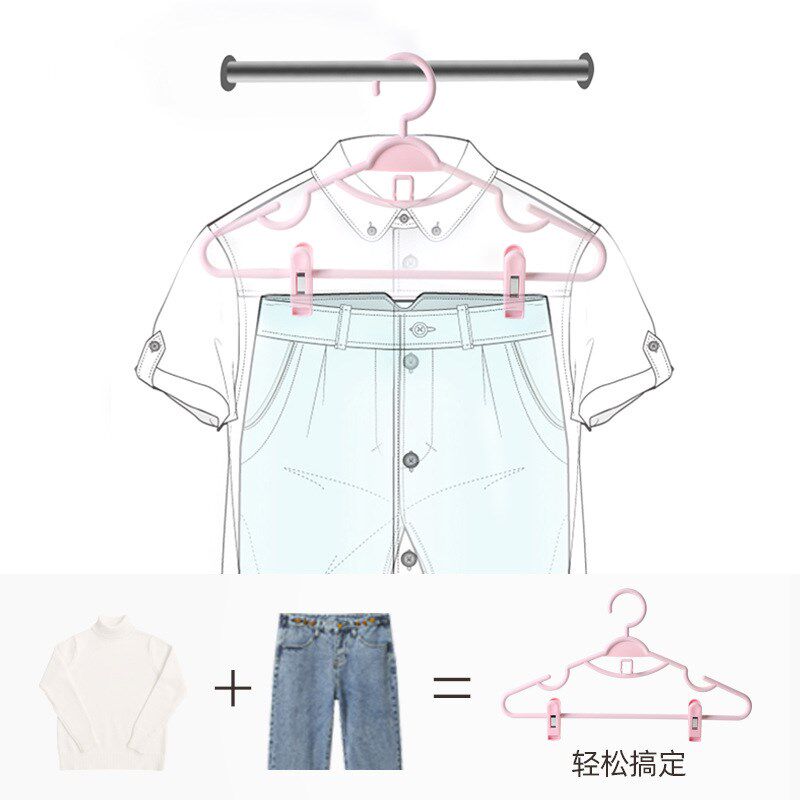 速发带滑连挂套装衣架防夹子一体汉服衣挂无痕家用收纳衣服架子裙