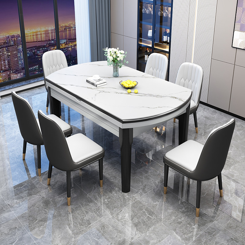 速发岩板实木餐桌椅组型简约轻奢伸缩折叠家用小合户带电磁炉饭桌,住宅家具,岩板餐桌,淘宝优惠券,粉丝福利购,淘宝优惠卷