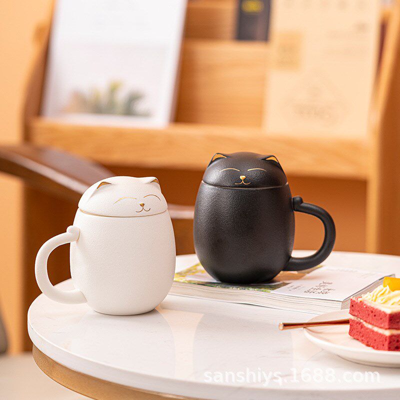速发茶水带离杯子创意陶瓷杯子分盖办公杯过滤水杯杯子杯克马茶杯
