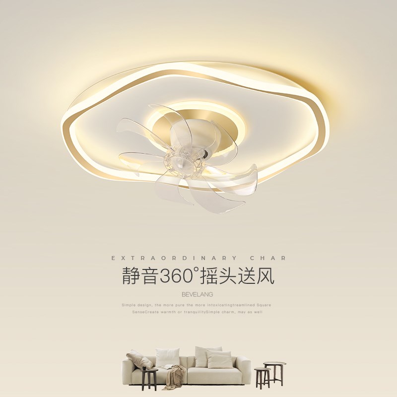 速发风体灯卧室吸顶卧简约一扇静音摇头2024年新款主灯书房电扇灯