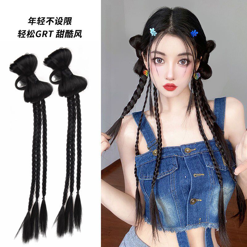 速发假发辫子马尾千禧辣妹鞠蝶结小蝴y2假麻花拳击辫k发