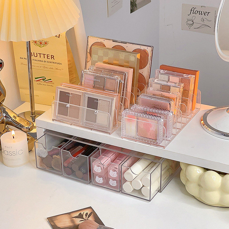 速发眼影压收纳盒柜克力透明分格置物架宿舍抽屉化妆台桌面镜盘小
