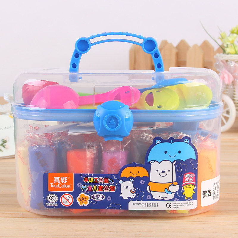 速发粘彩241真A-24酷丫大桶彩泥24色套装泥模具工具箱儿童手工6土