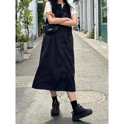 机能山SED工装背心裙女大尺码胖mm风显瘦遮肉洋装小个子拉炼 炼系