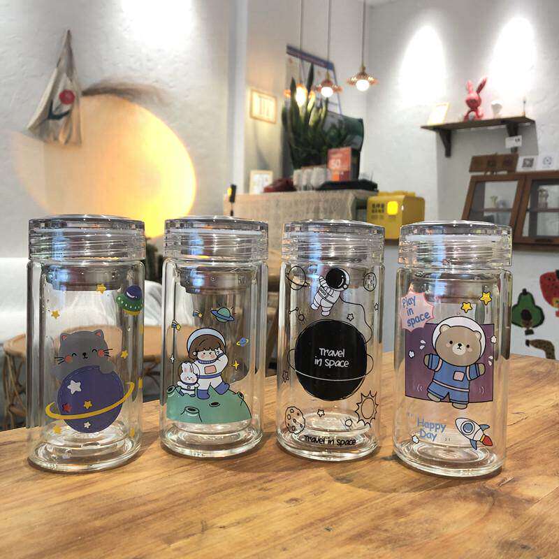 日式迷你口袋双层玻璃杯孕产妇背包水杯出门隔热简约可爱少女杯子