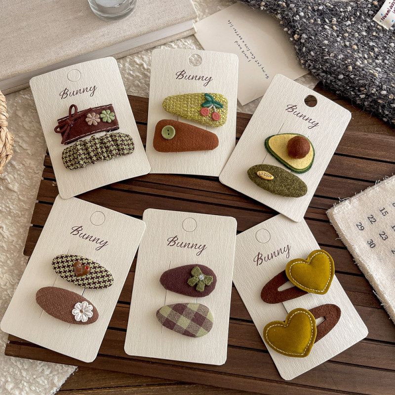 清新布艺爱心牛油果樱桃儿童发夹