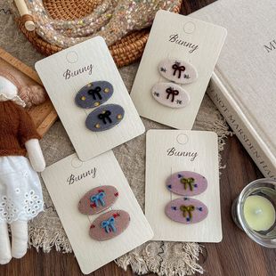 韩系新款 儿童发夹刘海侧边夹发卡子 绒面郁金香椭圆bb夹高级感时尚