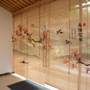 印花竹帘卷帘窗帘 喷绘画帘子 隔断印画茶室新中式 榻榻米中日式