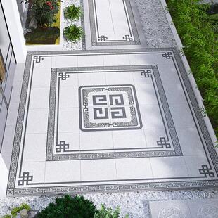 新中式庭院拼花门厅别墅入户户外防滑地砖院子地舖石室外花园露台
