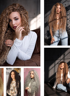 24in化纤钩针假发Deep曲发把Deep Wave Bulk hair钩针发接发编织