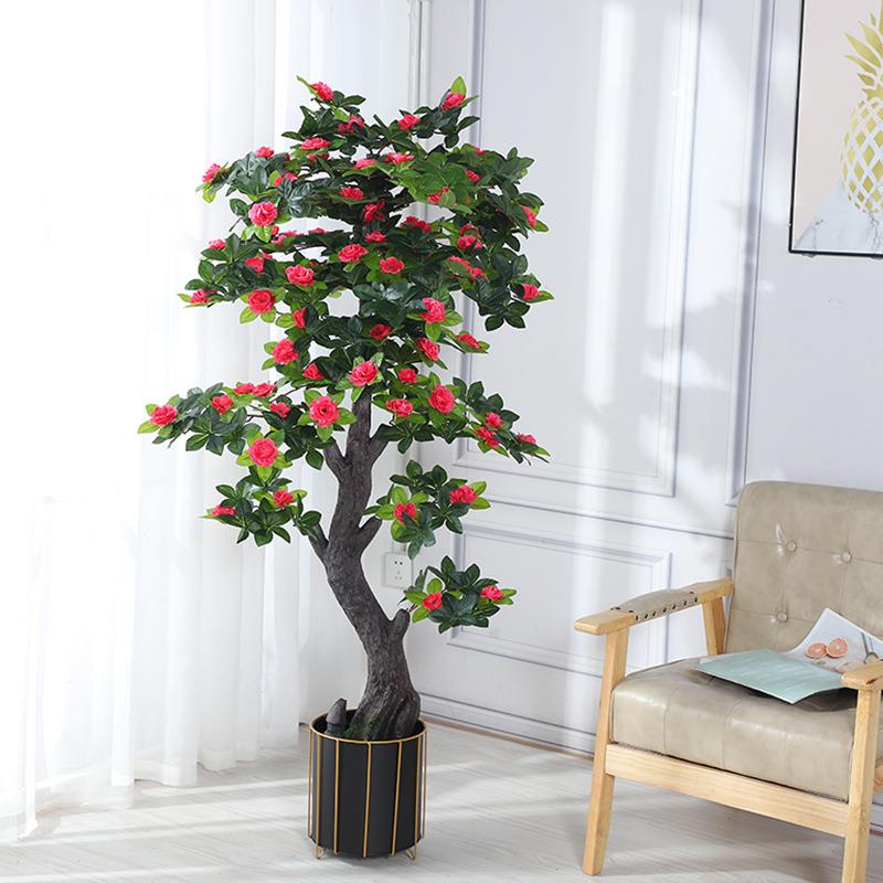 仿真杜鹃花假花树家居装饰摆件仿真植物盆栽绿植摆件