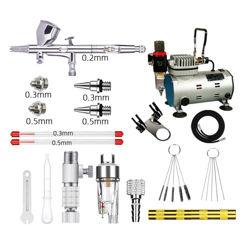 模型喷漆彩绘上色HD-180喷笔气泵套装静音迷你空压机小型活塞式