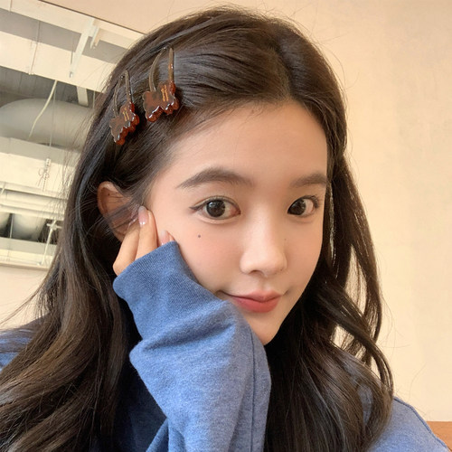 【我的脸很圆】韩系秋冬琥珀系小熊对夹侧边刘海碎发夹掰掰夹女生