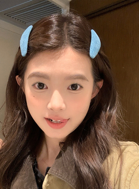 【我的脸很圆】韩系麂皮雾霾蓝三角刘海夹少女多巴胺侧边碎发夹