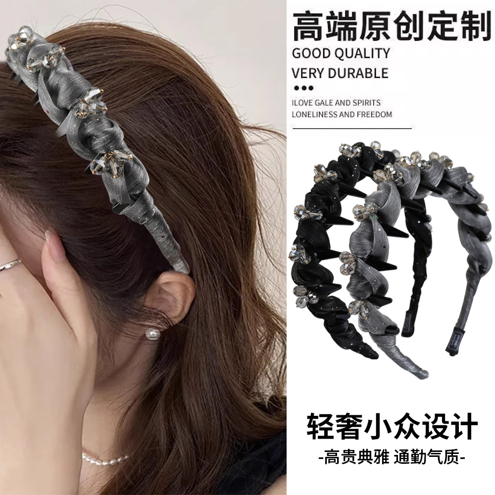日本品质设计感网纱缠绕波浪发箍女春季新款高颅顶洗脸精美头箍带