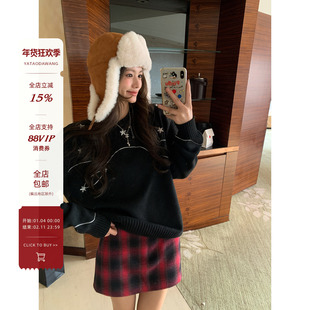 牙套大汪【穿P*a的女魔头】软糯重工手工绣花针织套头衫