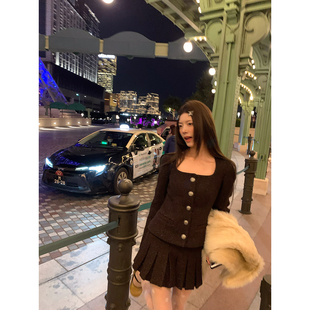 百褶套装 牙套大汪 复古美式 小香外套羊毛粗花呢 克里斯汀公主