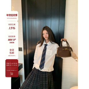 牙套大汪【学院派冬日】加色啦！设计款娃娃百搭领口袋花边衬衫