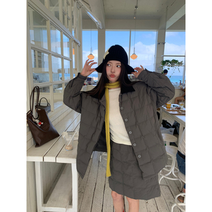 牙套大汪【汉南洞穿搭】du家*棉衣半裙套装女冬季90鸭绒羽绒服