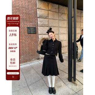 套装 呢料加棉西装 呢料短外套＋百褶半身裙 香家美妮 牙套大汪