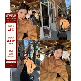 牙套大汪 2色毛翻领保暖好穿正整皮兔毛真皮草外套女 中古兔兔