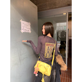 t恤圆领修身 牙套大汪10 显瘦 ins博主 设计感印花长袖 20点