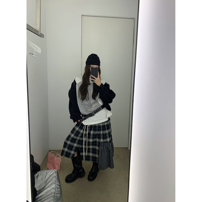 牙套大汪【定格秀场】设计感半身裙女冬季新款复古休闲宽松a字裙