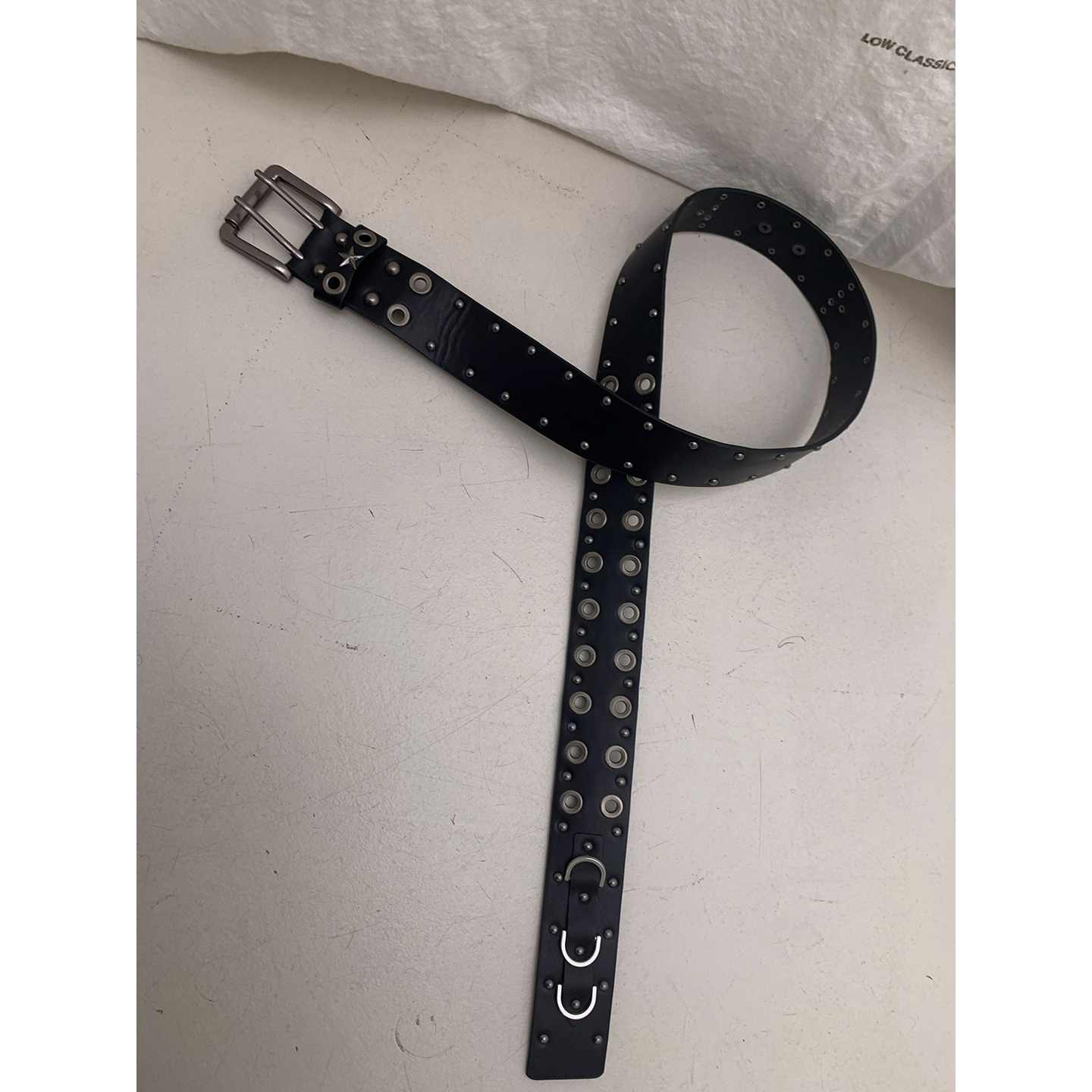 牙套大汪【克罗哲学】酷爆*金属亚银扣朋克风女铆钉双排多扣皮带