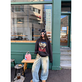 20点 叛逆基因 牙套大汪10 宽松做旧阔腿水洗直筒牛仔裤