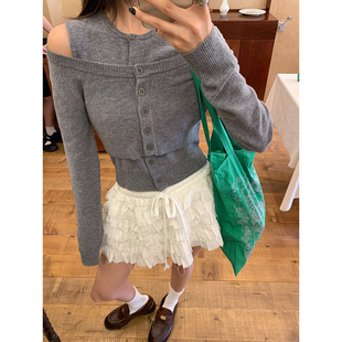 牙套大汪【双子座】长袖针织衫两件套纯色高级气质女款上衣