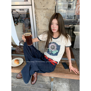 牙套大汪【向阳花】爱惨了*好正能量韩女撞色上衣日子都有盼头了