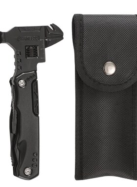 户外多功能活动活口扳手组合万用折叠钳子刀钳EDC工具黑色应急锤