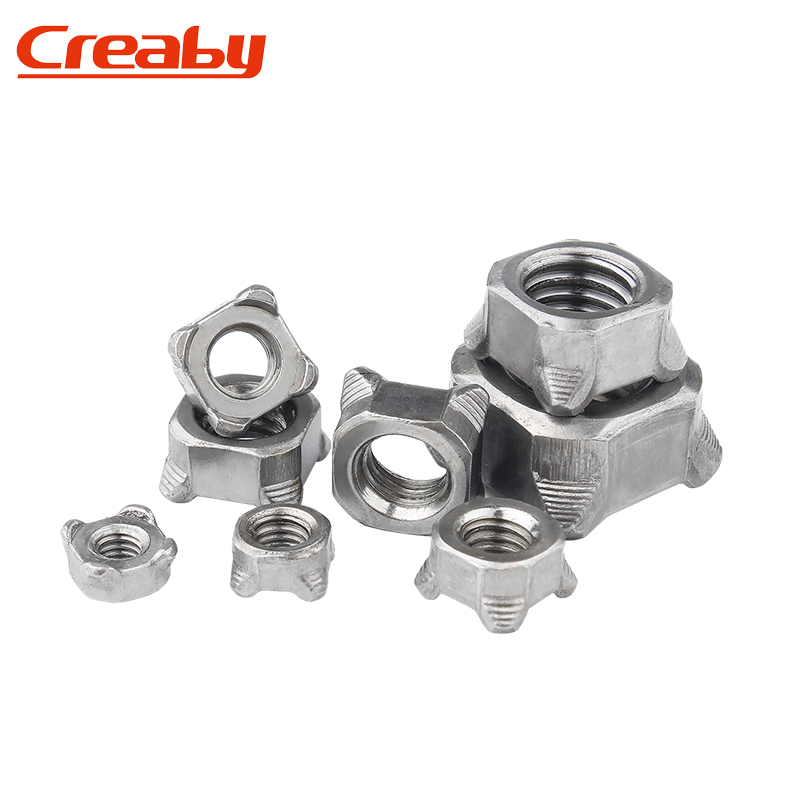 碳钢四方焊接螺母/四方点焊p螺帽/铁四角点焊螺丝帽M4M5M6M8M10M1