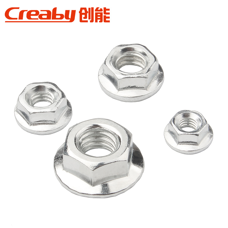 铁镀锌法兰面六角螺母防滑螺丝帽带垫防松螺帽M3M4M5M6MW8M10M12