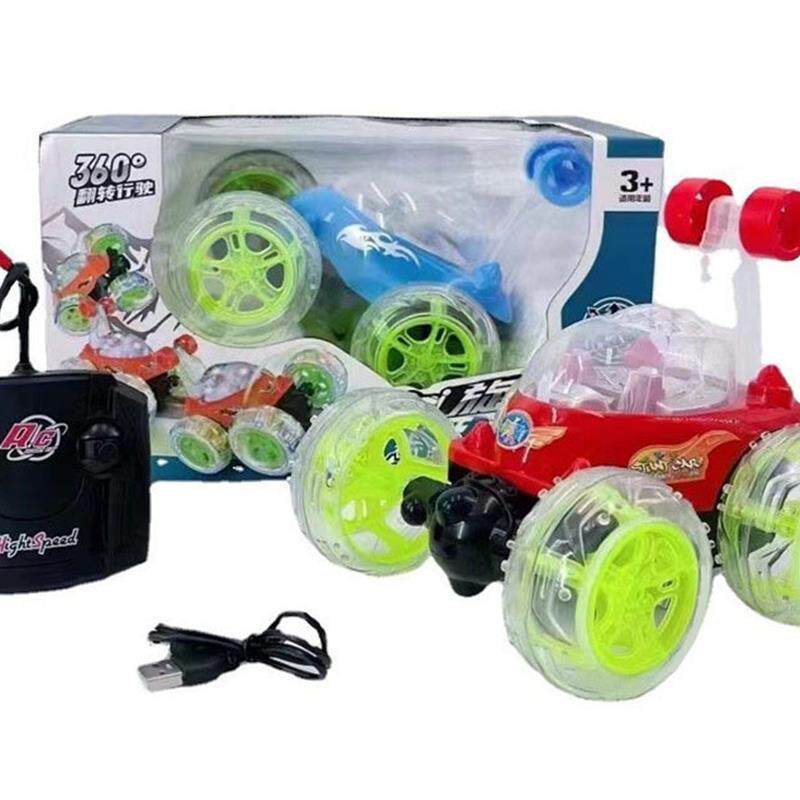 2024新款特技翻滚炫彩灯光音乐遥控翻斗车男孩玩具大礼盒地摊机构