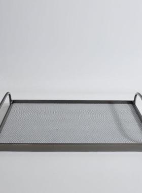 现代极简皮革托盘客厅茶几书桌收纳摆件酒店样板间售楼部软装摆设