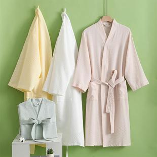 24新款华夫格酒店浴袍纯棉成人男女款浴衣民宿吸水速干睡袍家居服