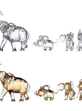 琥珀透明色类水晶小象大象商场摆件书房桌面摆件轻奢创意动物摆饰