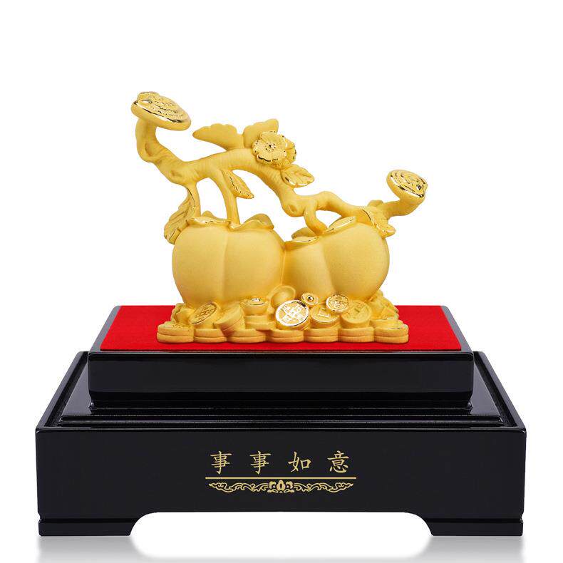 绒沙金24K金摆件柿柿如意开业礼品工艺品保险公司开门红礼品