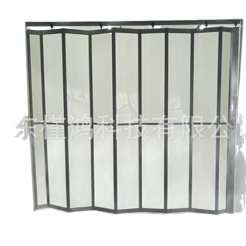 铝合金水晶折叠门商场隔断门汽车美容店铺推拉门PVC透明折叠门