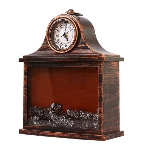 新款壁炉木炭柴火堆火焰风灯摆件圣诞节场景布置装饰品挂钟摆饰