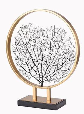 铁艺新中式几何办公场所装饰品海树摆件创意家居欧式金属摆设玄关