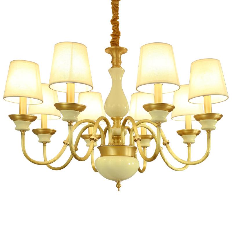 美客式陶瓷吊灯全酒铜客厅餐厅吊卧室灯欧式简约大气店房复式楼灯