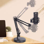 麦克风支架桌面直播k歌电容麦架加重圆盘万能悬臂话筒架