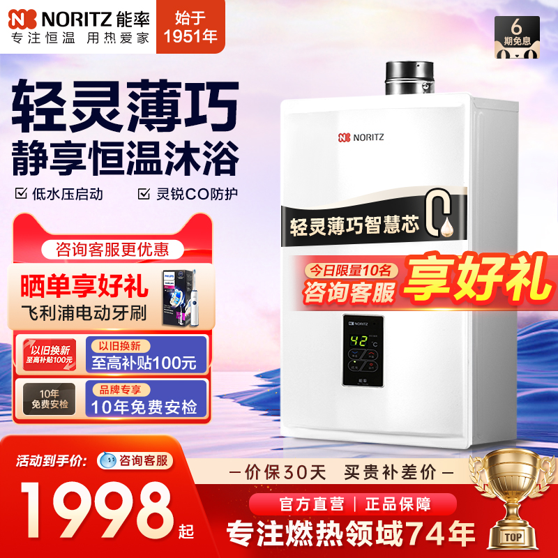 [官方旗舰]能率燃气热水器10L/11升天然气家用恒温安全洗澡A3强排