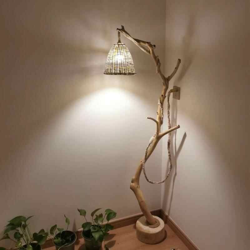 干树枝原木树枝杈艺术枯枝去皮树枝鸟站架灯架壁挂衣架树枝装饰图片